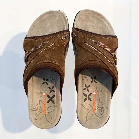 New! Merrell Terran Slide Comfort Sandals - Dark Earth/Brown - Size 7M - Picture 4 of 7